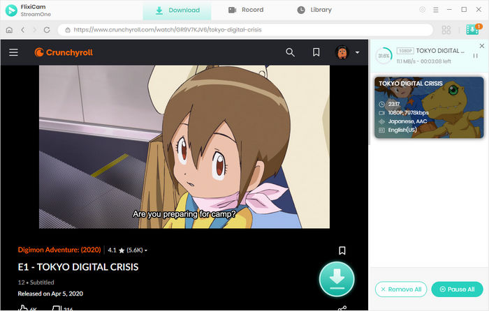 download crunchyroll video