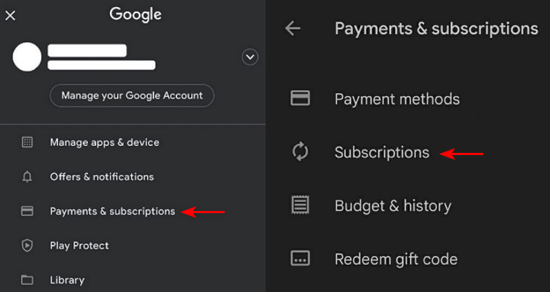 cancel subscription on android