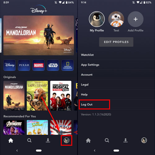 log out disney plus