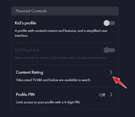 Change Disney+ cotent rating
