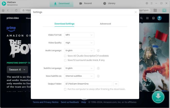 choose the output settings